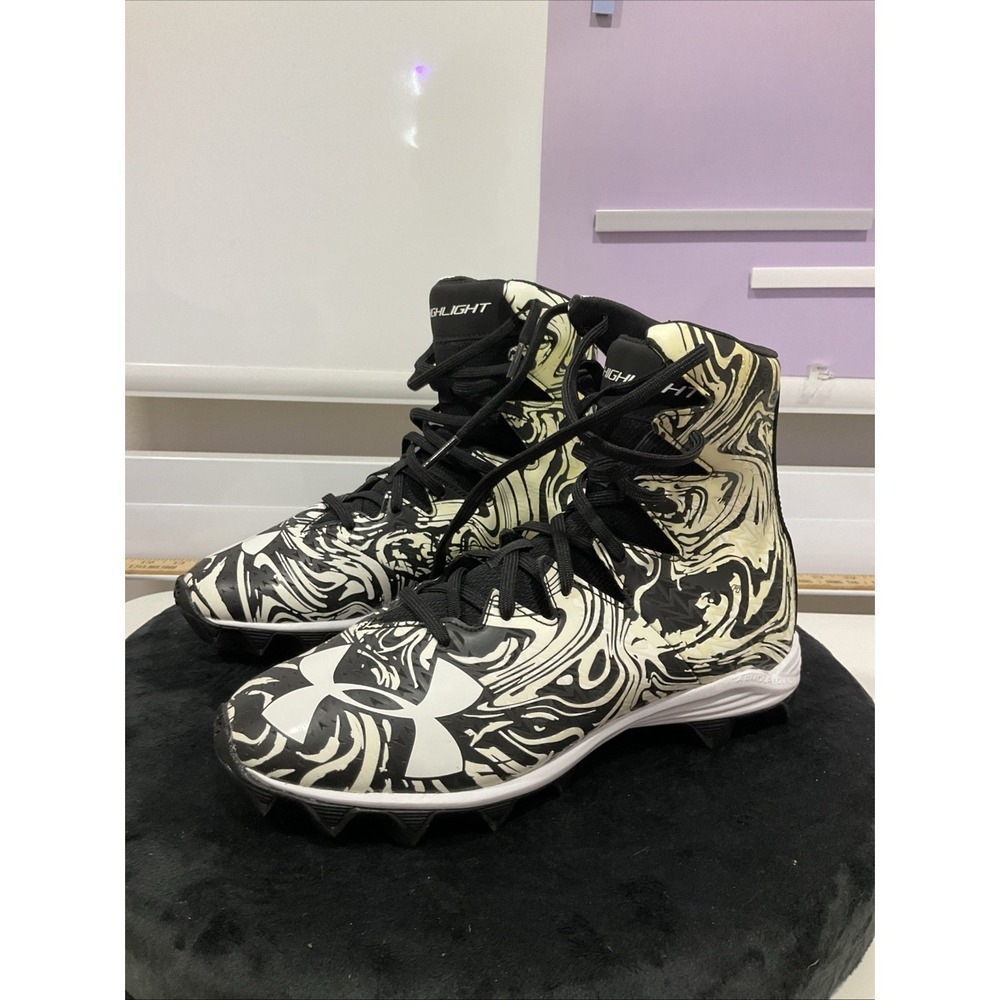 Under Armour Highlight Lux RM Hi Top Football Cleats 6Y White Black